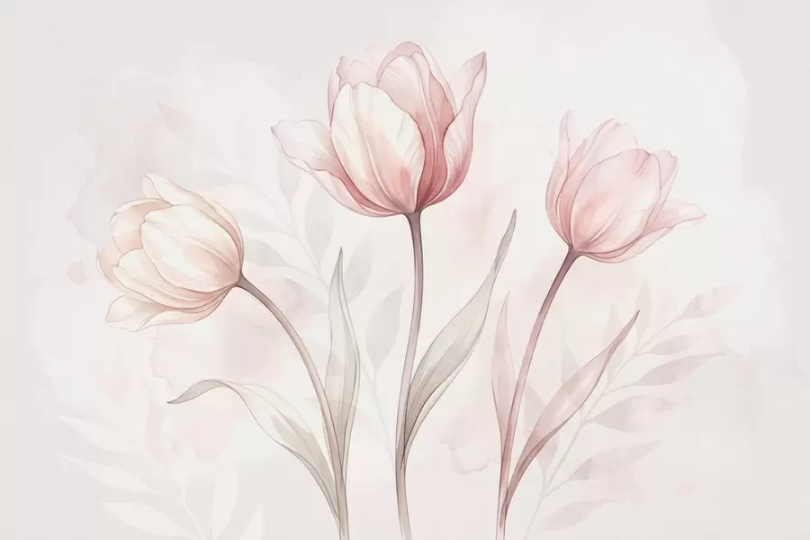 fototapet Lalele delicate în stil acuarelă w10005