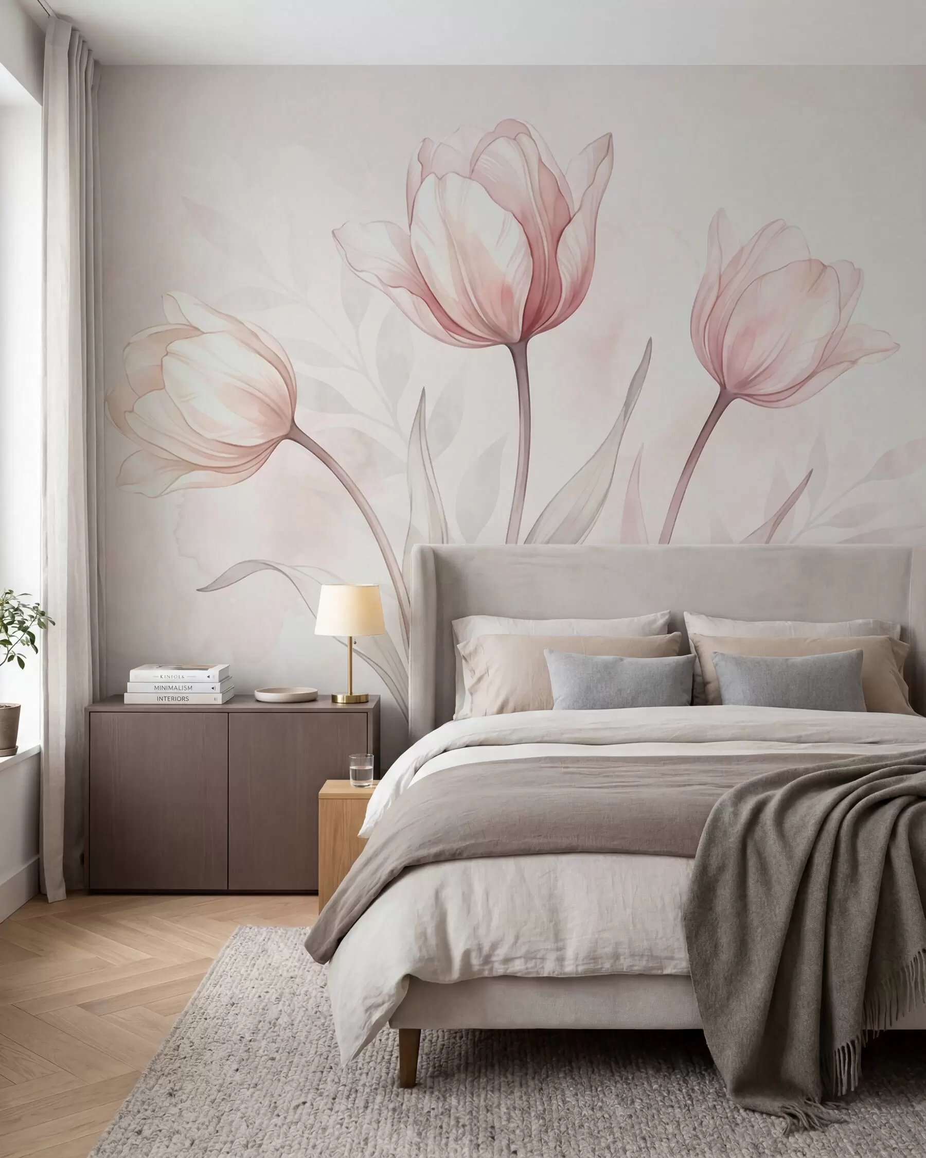 fototapet Lalele delicate în stil acuarelă w10005