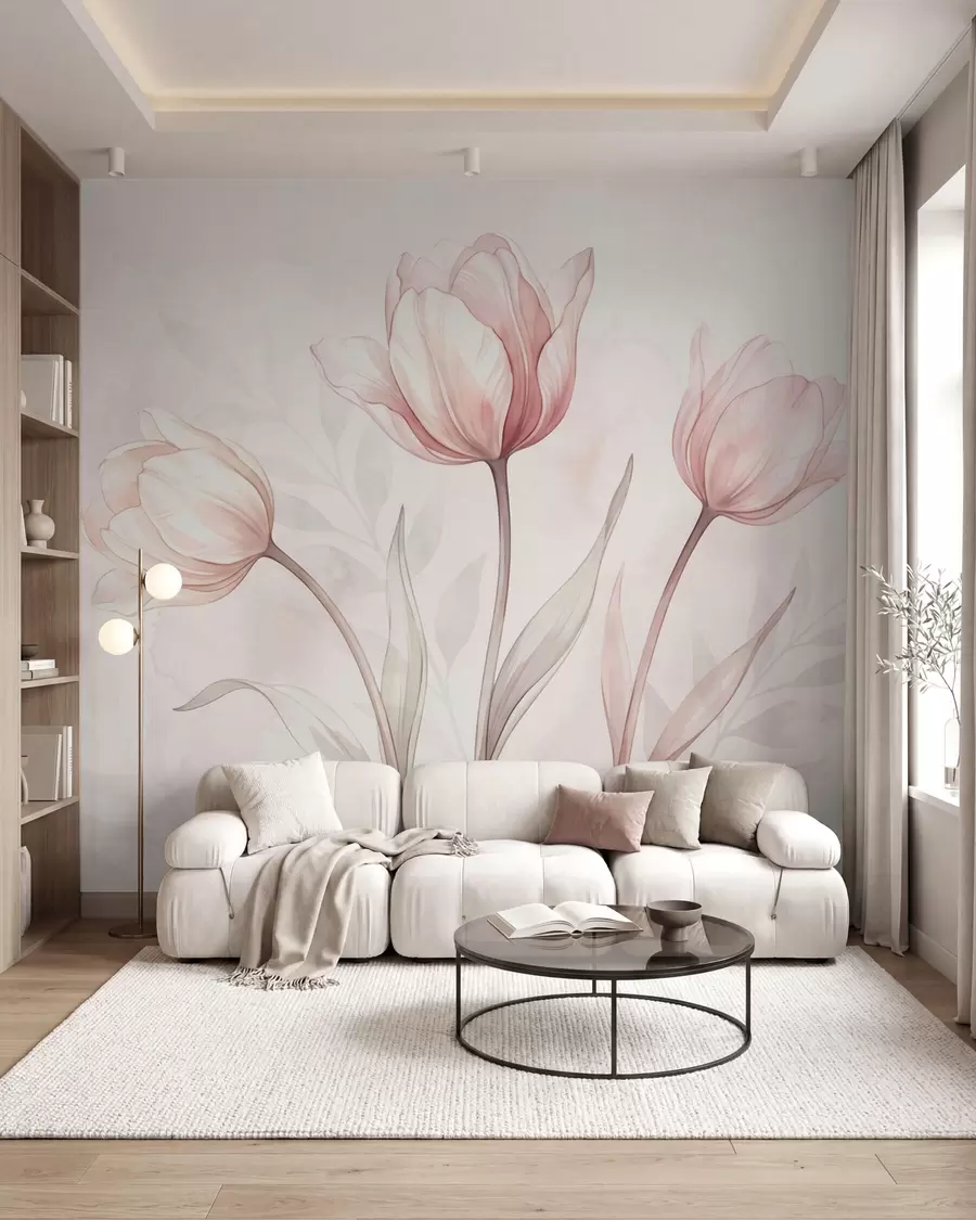 fototapet Lalele delicate în stil acuarelă w10005