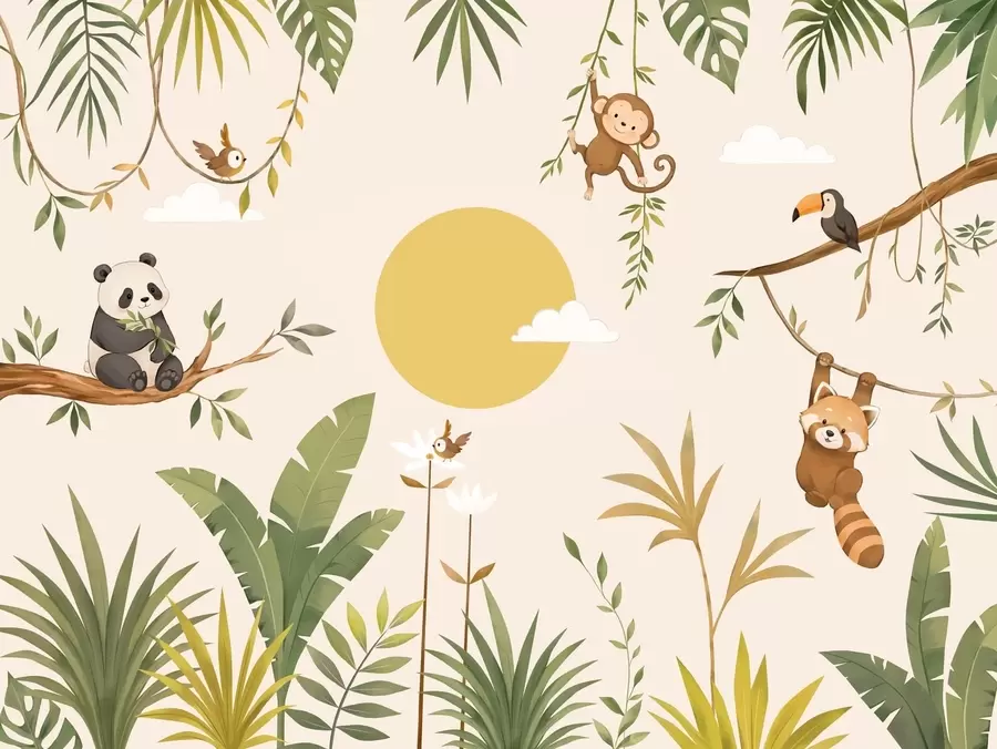 fototapet Animale tropicale în mijlocul vegetației luxuriante w05865