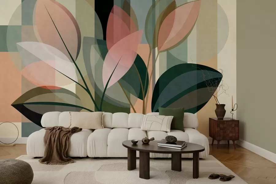 fototapet O lucrare abstractă elegantă cu motive vegetale w05871
