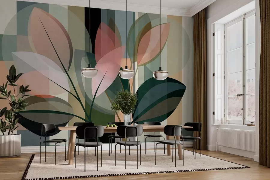 fototapet O lucrare abstractă elegantă cu motive vegetale w05871