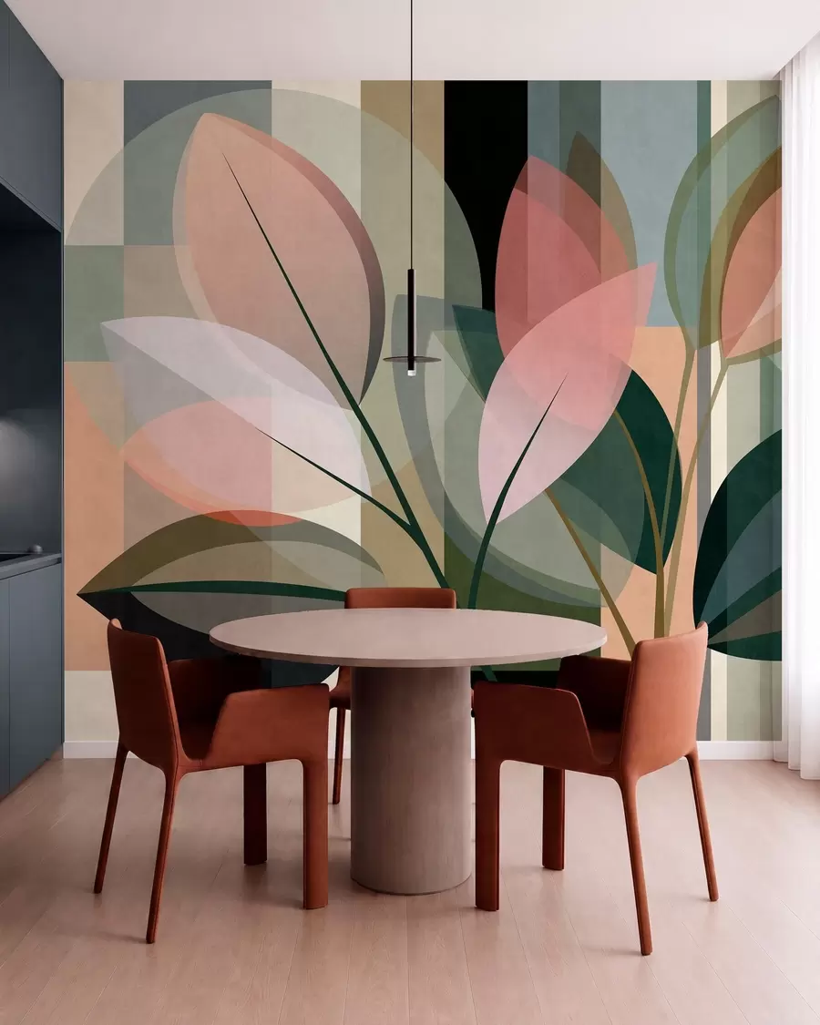 fototapet O lucrare abstractă elegantă cu motive vegetale w05871