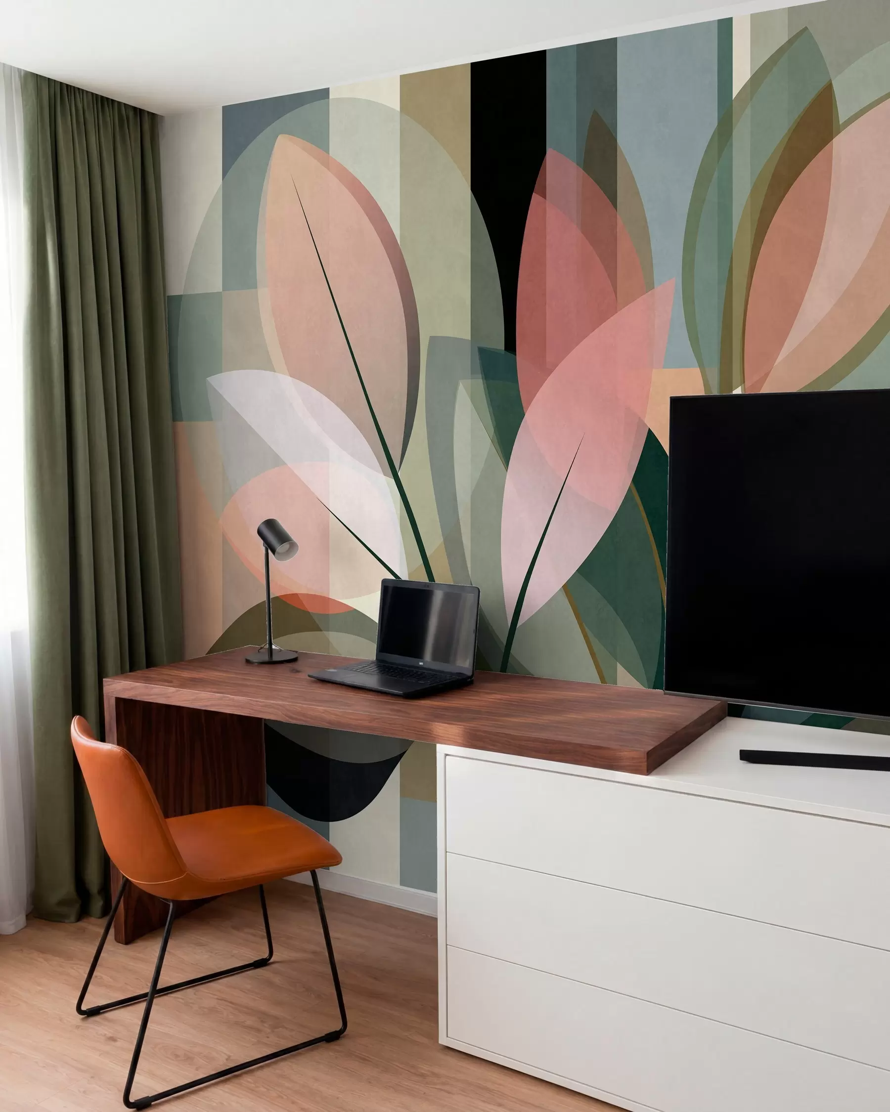 fototapet O lucrare abstractă elegantă cu motive vegetale w05871
