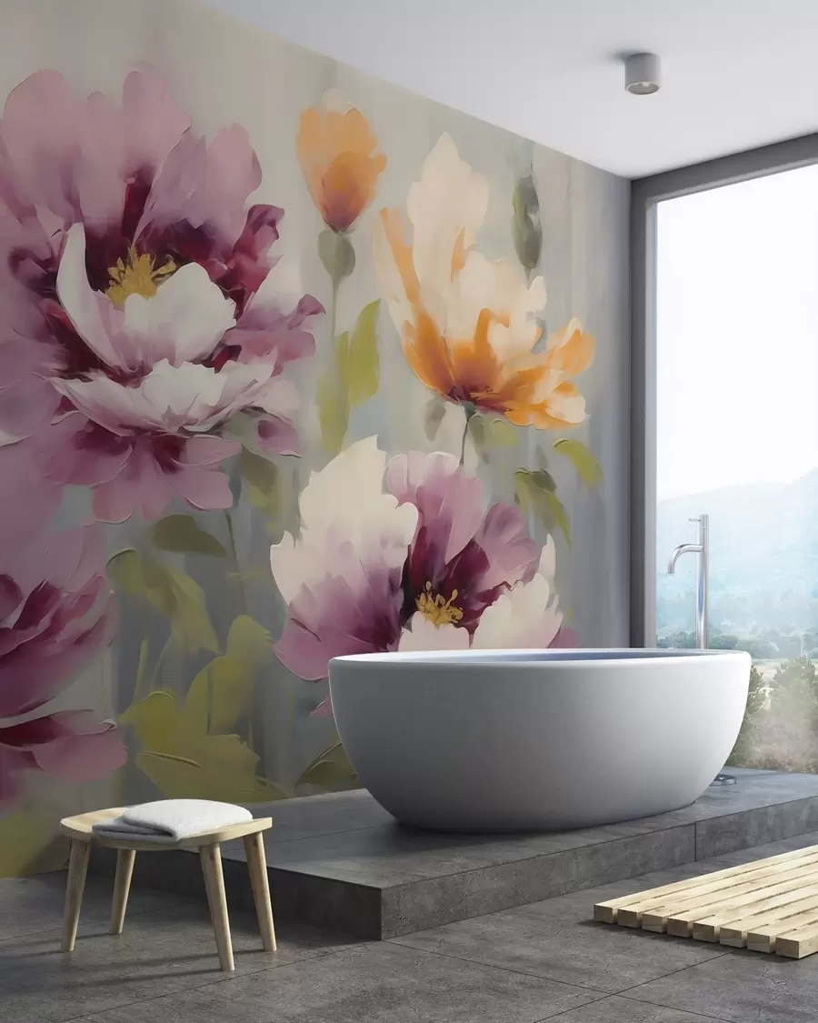 fototapet Flori stilizate în stil abstract, imitație de pictură w05848
