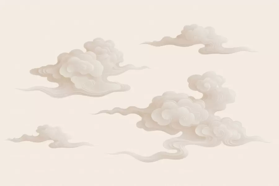 fototapet Nori orientali în stil minimalist, în nuanțe de bej-crem w10036