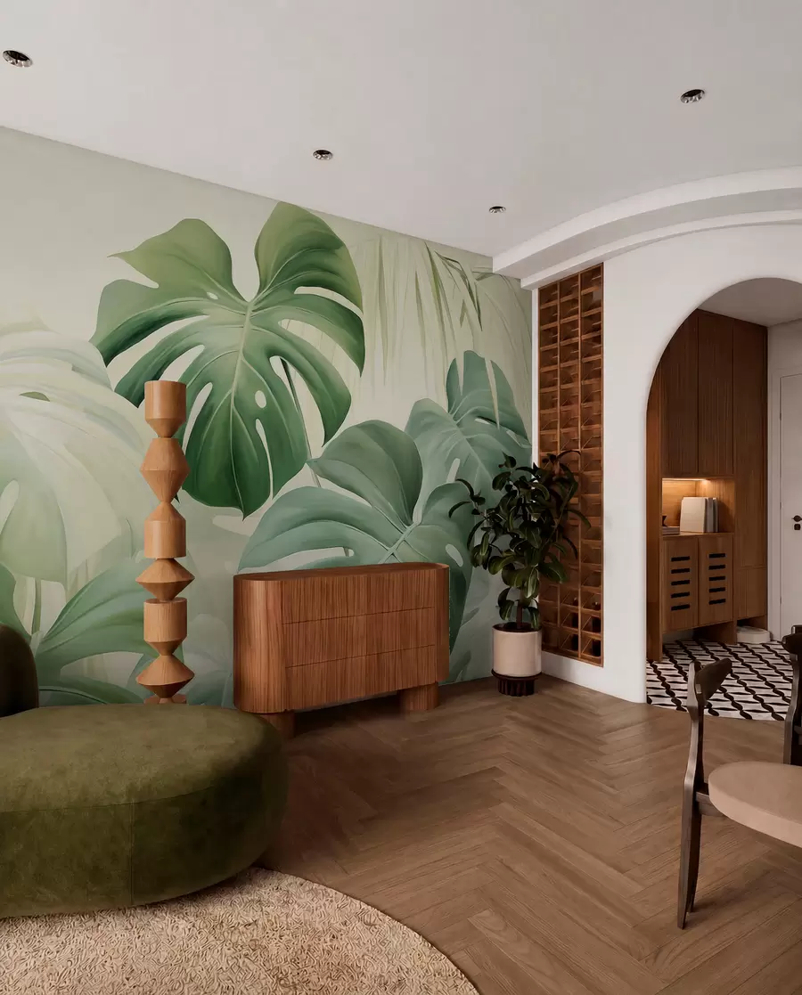 fototapet Monstera, frunze de palmier w05909