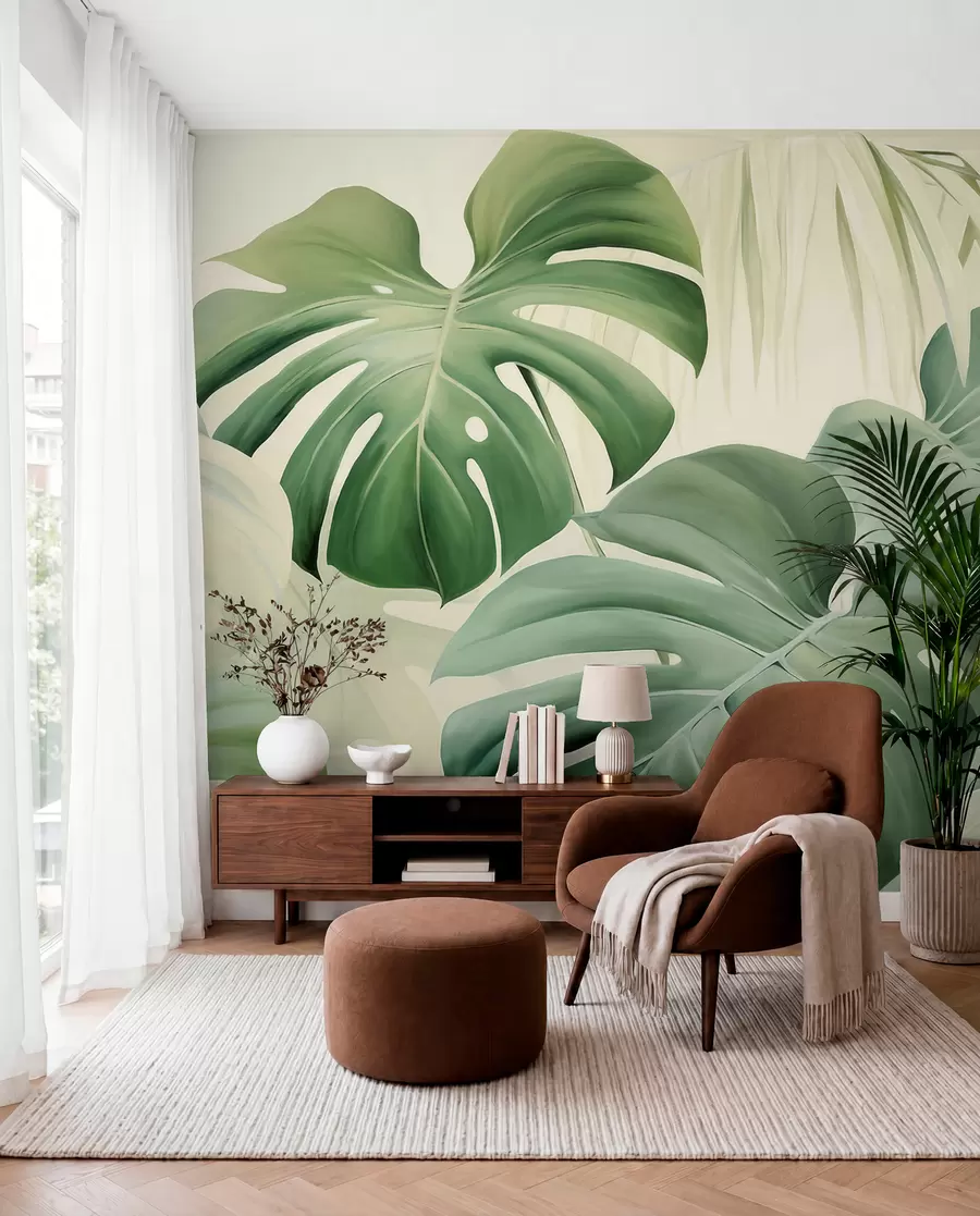 fototapet Monstera, frunze de palmier w05909