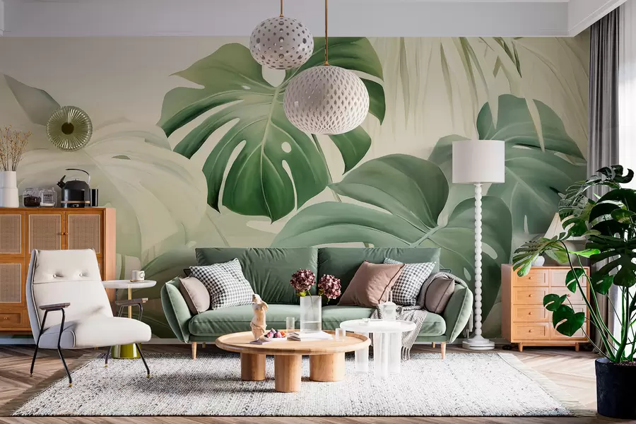 fototapet Monstera, frunze de palmier w05909