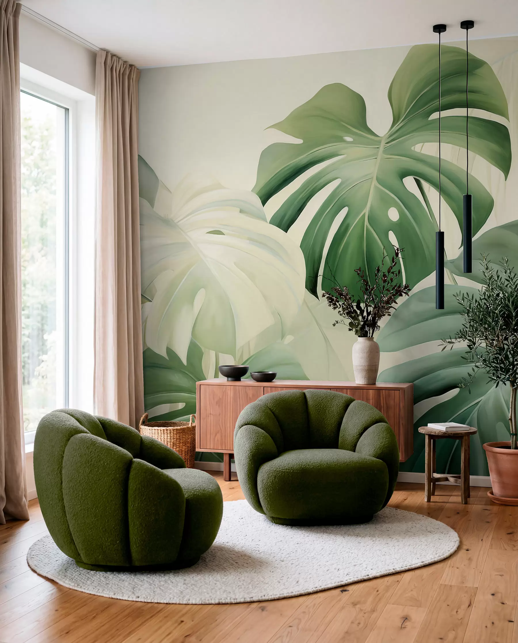 fototapet Monstera în verde w05909