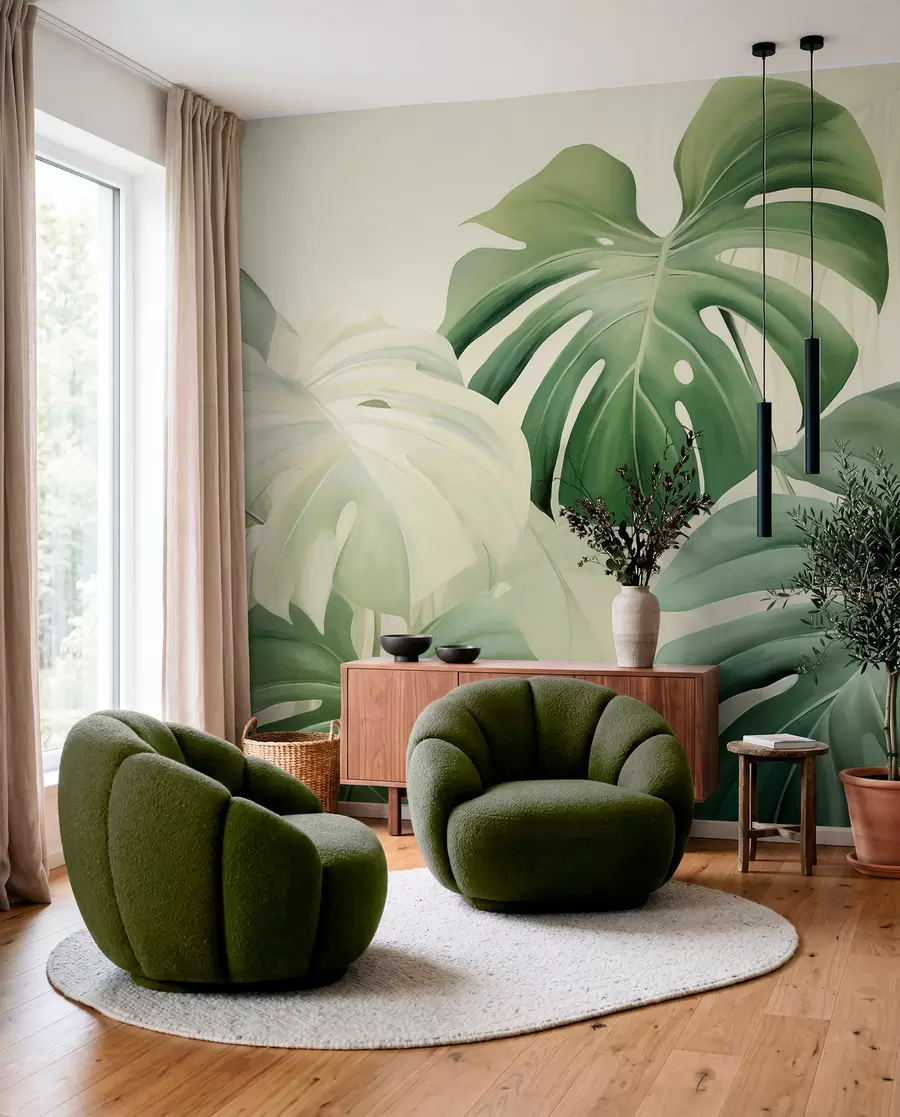 fototapet Monstera, frunze de palmier w05909