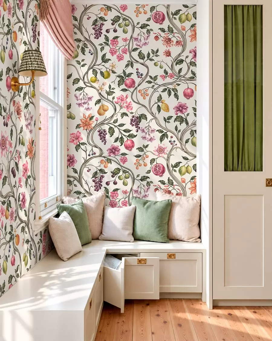 fototapet Motiv floral și fructat cu ramuri împletite w05862v1