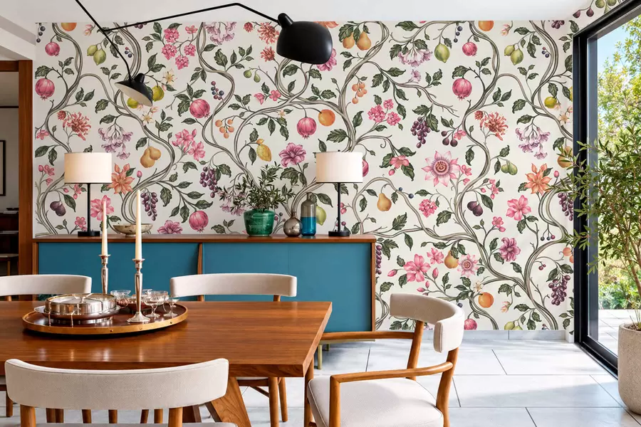 fototapet Motiv floral și fructat cu ramuri împletite w05862v1