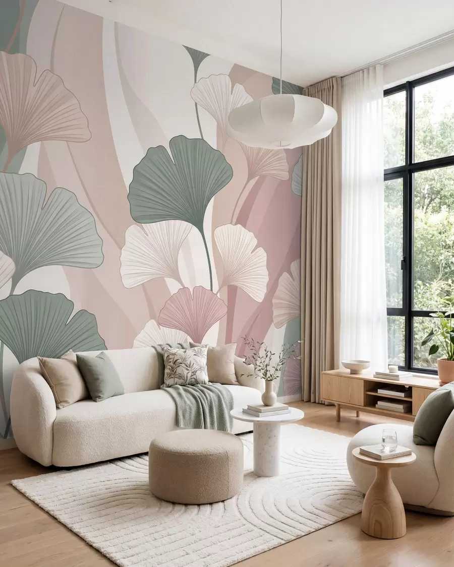 fototapet Ginkgo în pastel w10040