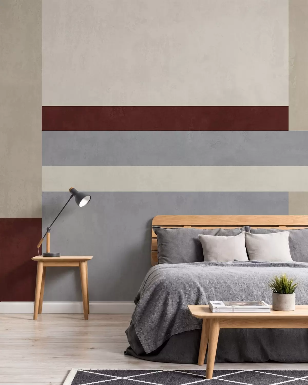 fototapet Geometrie abstractă cu blocuri de culoare burgund, gri și bej w05890v2