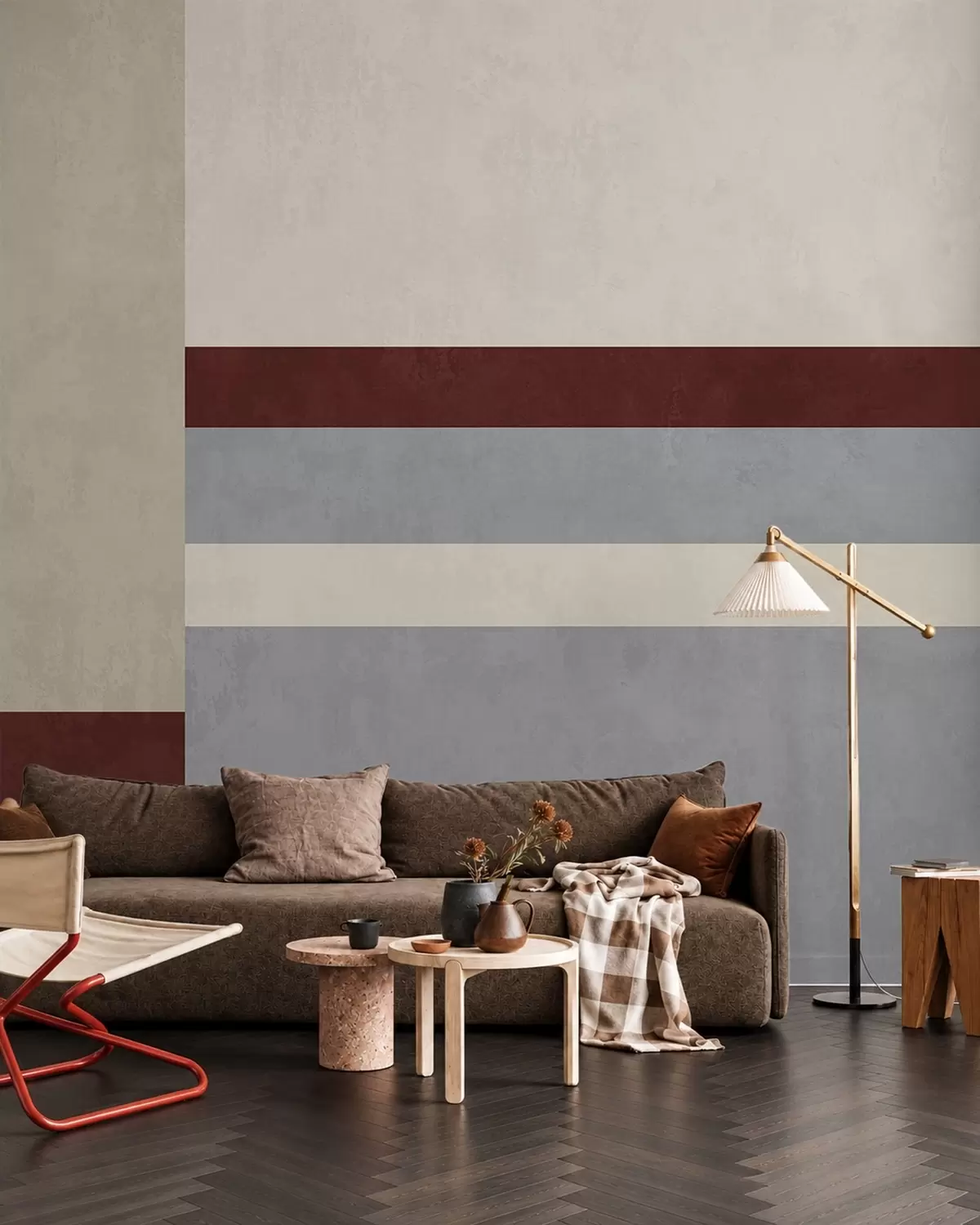 fototapet Geometrie abstractă cu blocuri de culoare burgund, gri și bej w05890v2