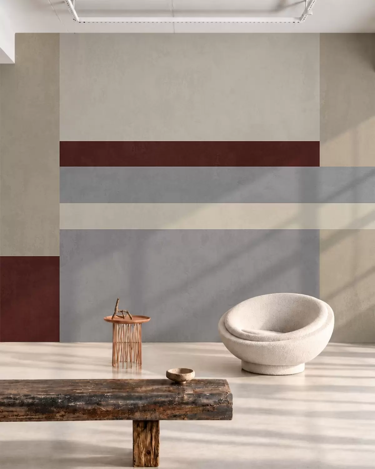 fototapet Geometrie abstractă cu blocuri de culoare burgund, gri și bej w05890v2