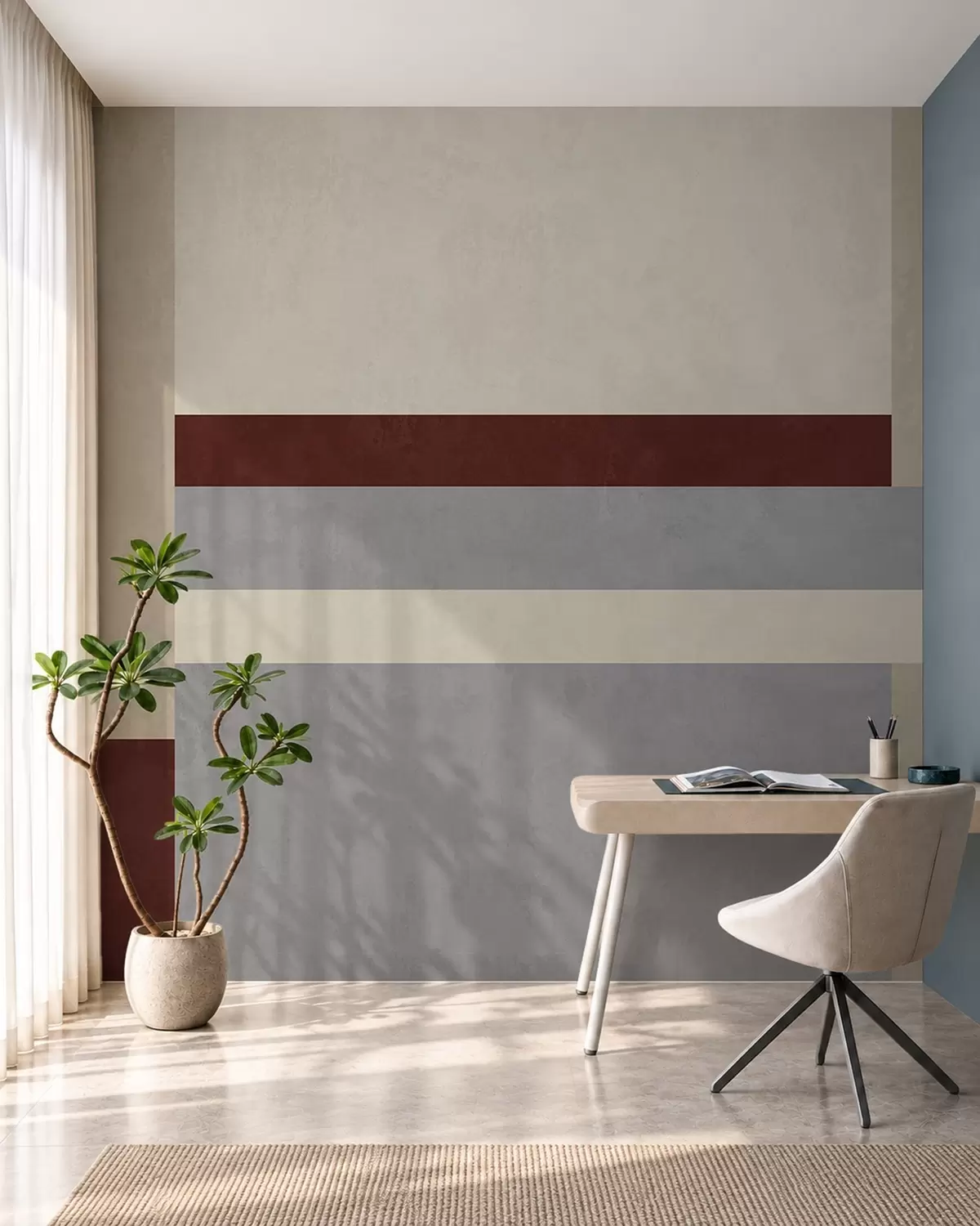 fototapet Geometrie abstractă cu blocuri de culoare burgund, gri și bej w05890v2
