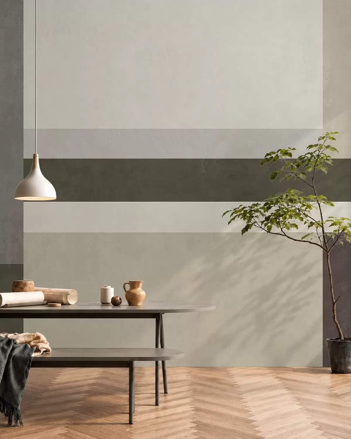 fototapet Compoziție geometrică cu blocuri de culoare măslinie, gri și bej w05890v3