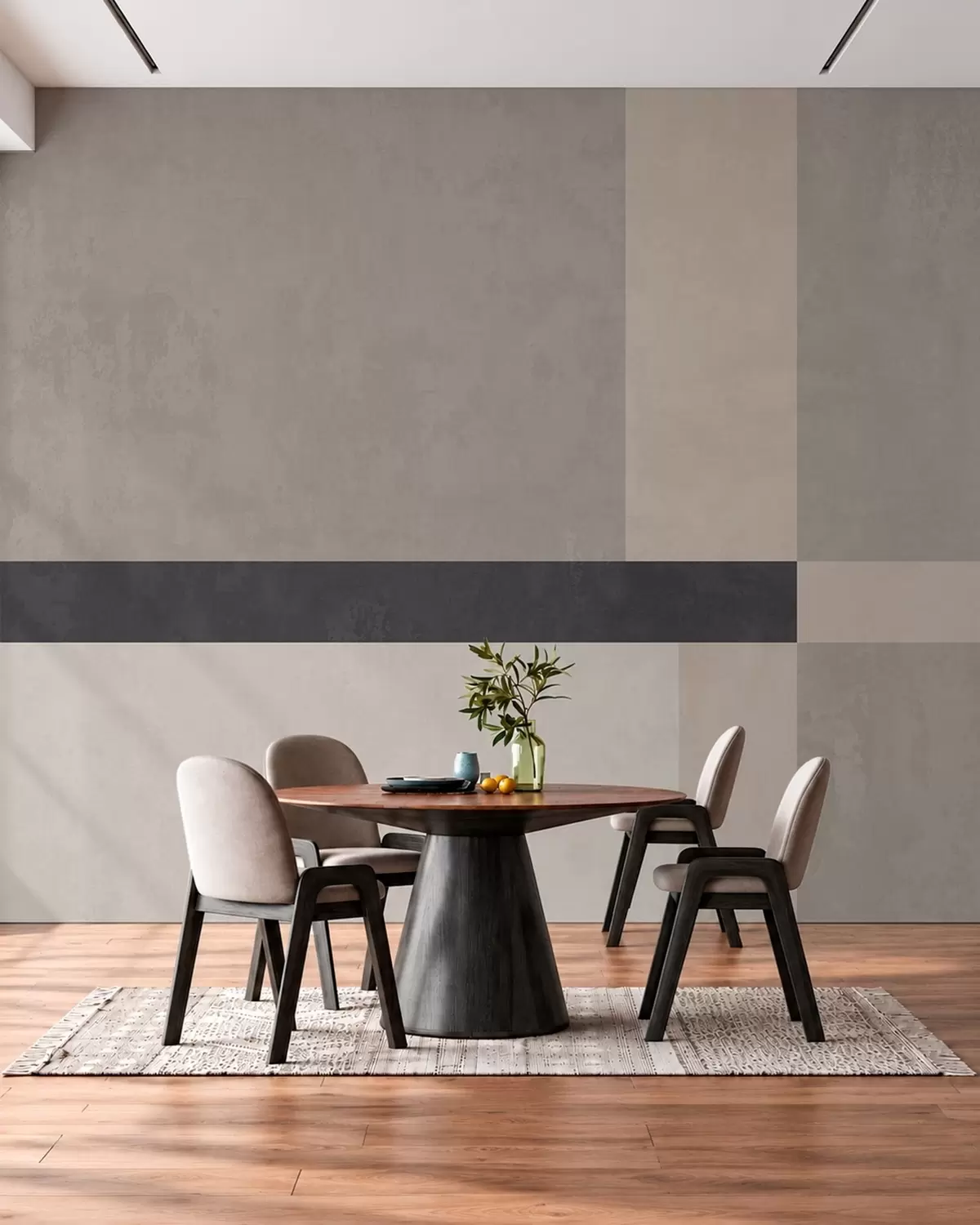 fototapet Geometrie abstractă cu blocuri bej și gri și o dungă închisă la culoare w05891