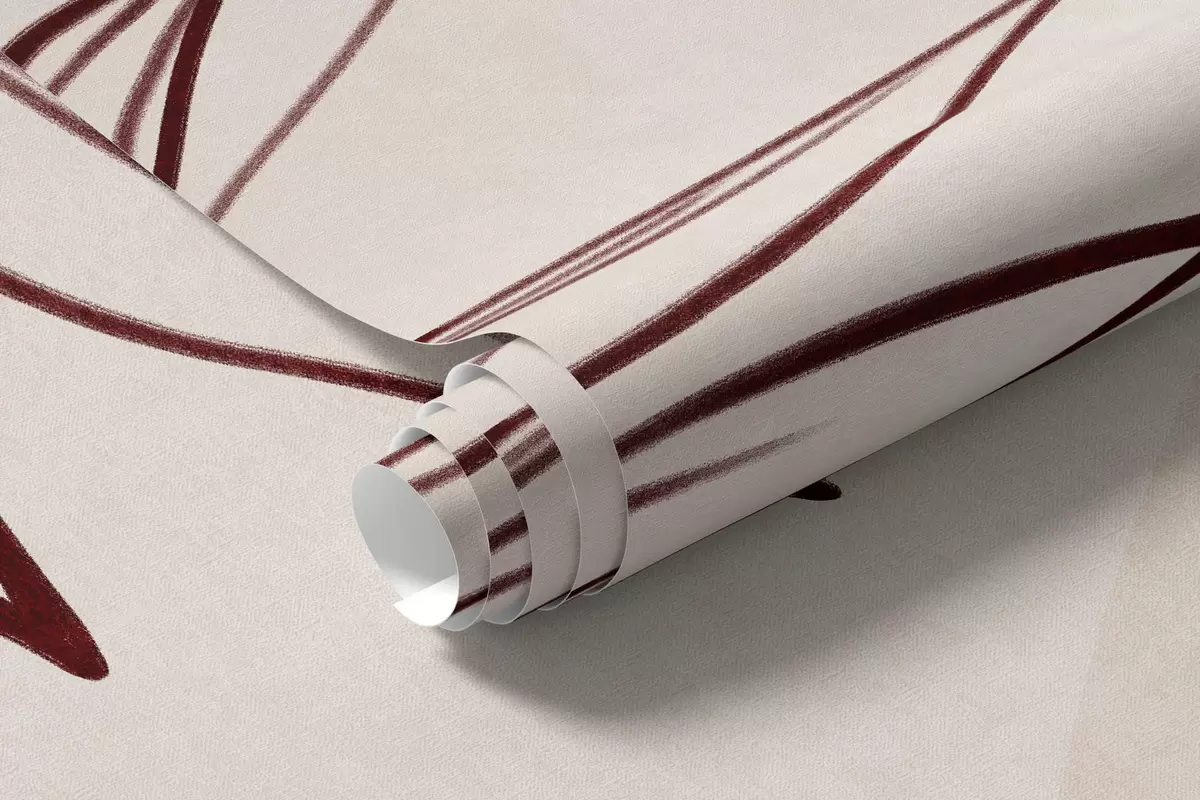 fototapet Desene minimaliste în stil line art reprezentând frunze și vegetație tropicală, forme circulare în culori pastelate w10111v1