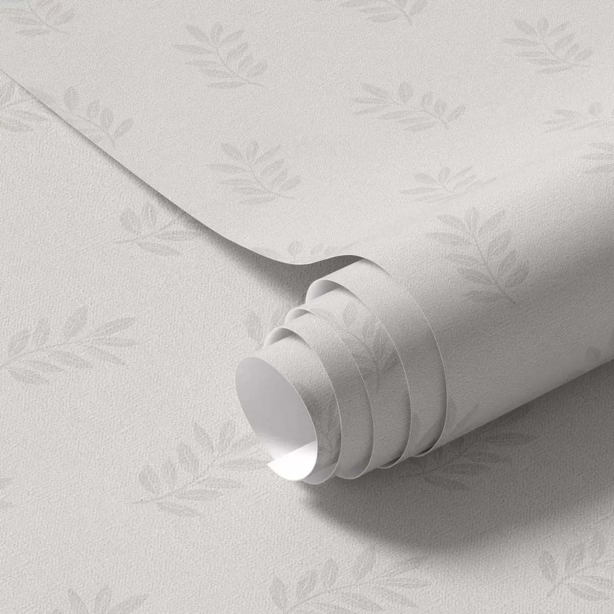Wallpaper Ramuri mici, cu frunze, pe fundal gri a01281