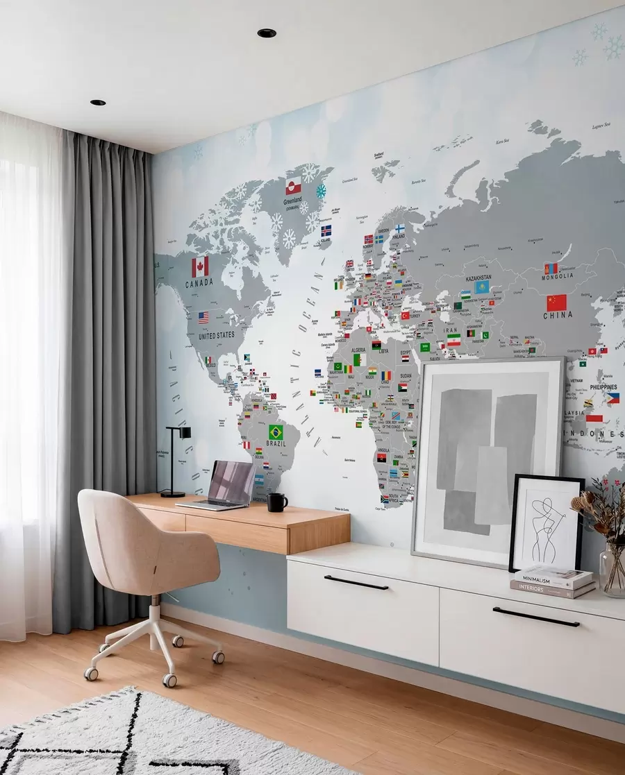 fototapet Harta lumii cu steaguri u72599