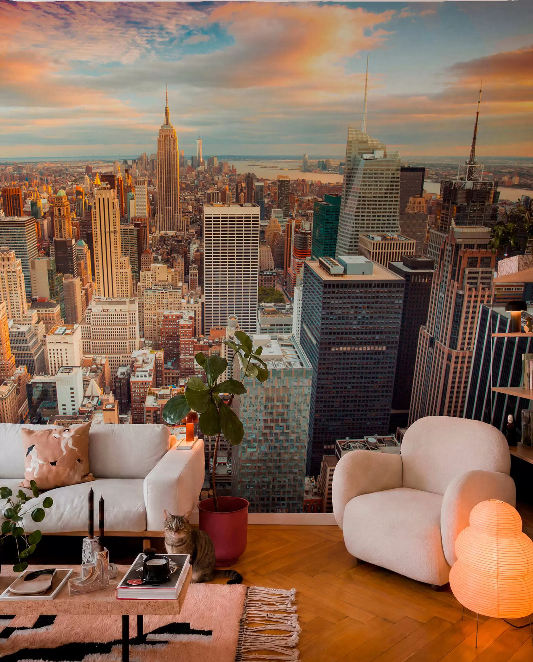 fototapet Air View to the Sunset of New York u80529