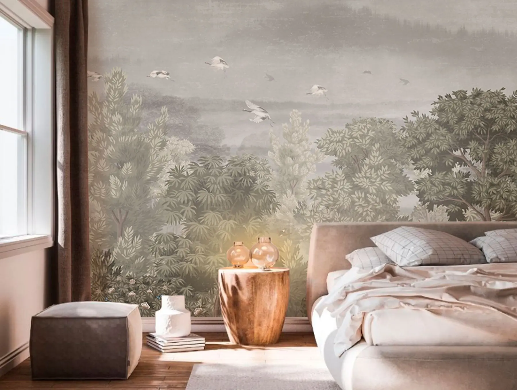 fototapet Cocorii zboară deasupra pădurii u73553