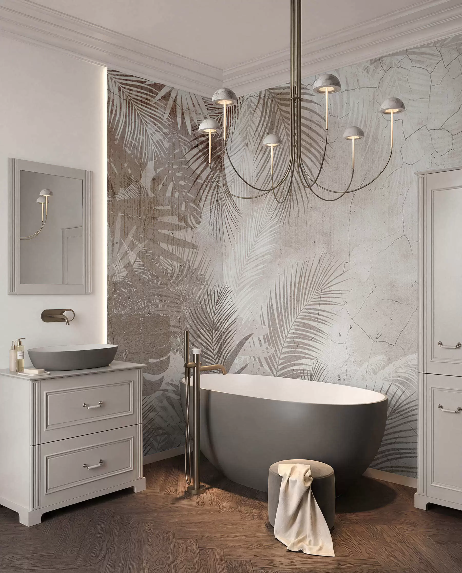fototapet Glamorous 3D frunze în stil grunge u73583