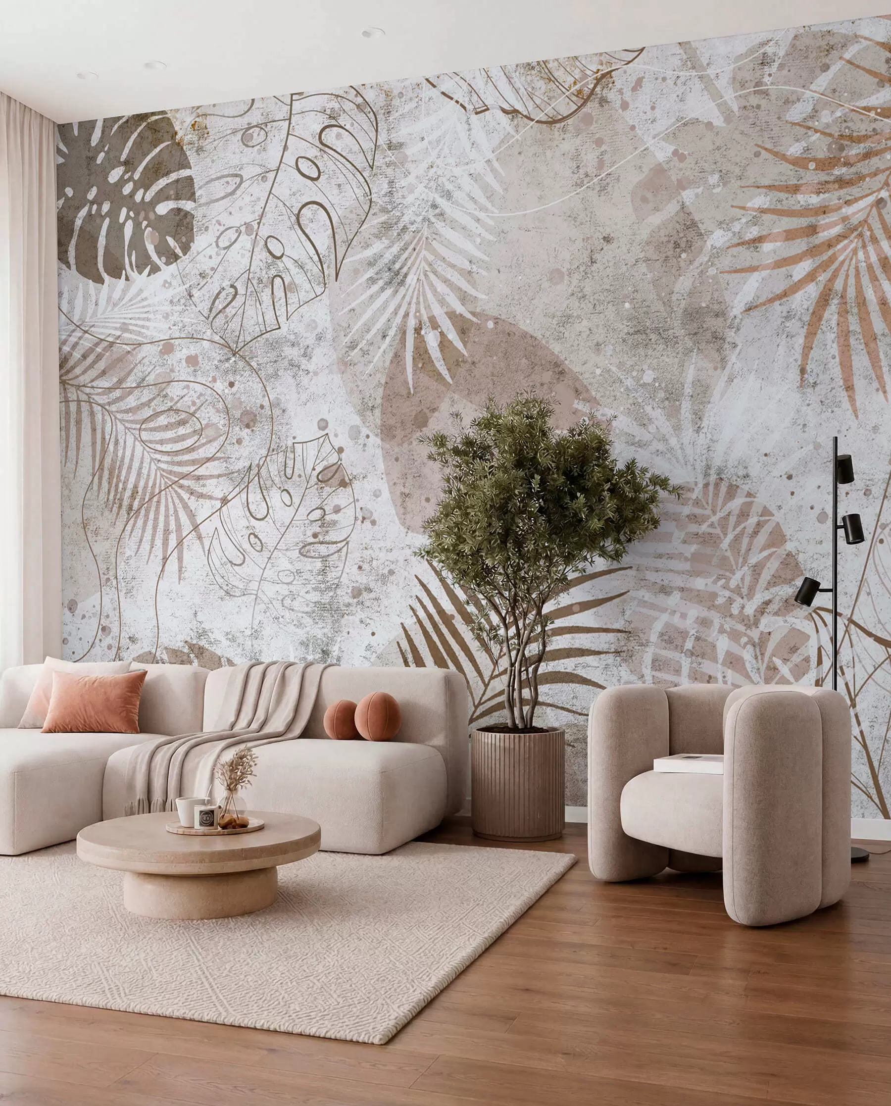 fototapet Glamorous 3D frunze în stil grunge u73584