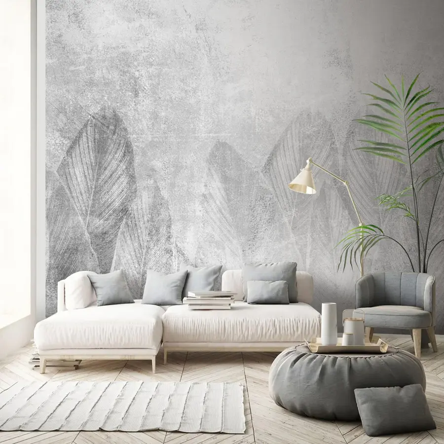 fototapet Decor modern frunze de palmier pe un fundal de beton u73876