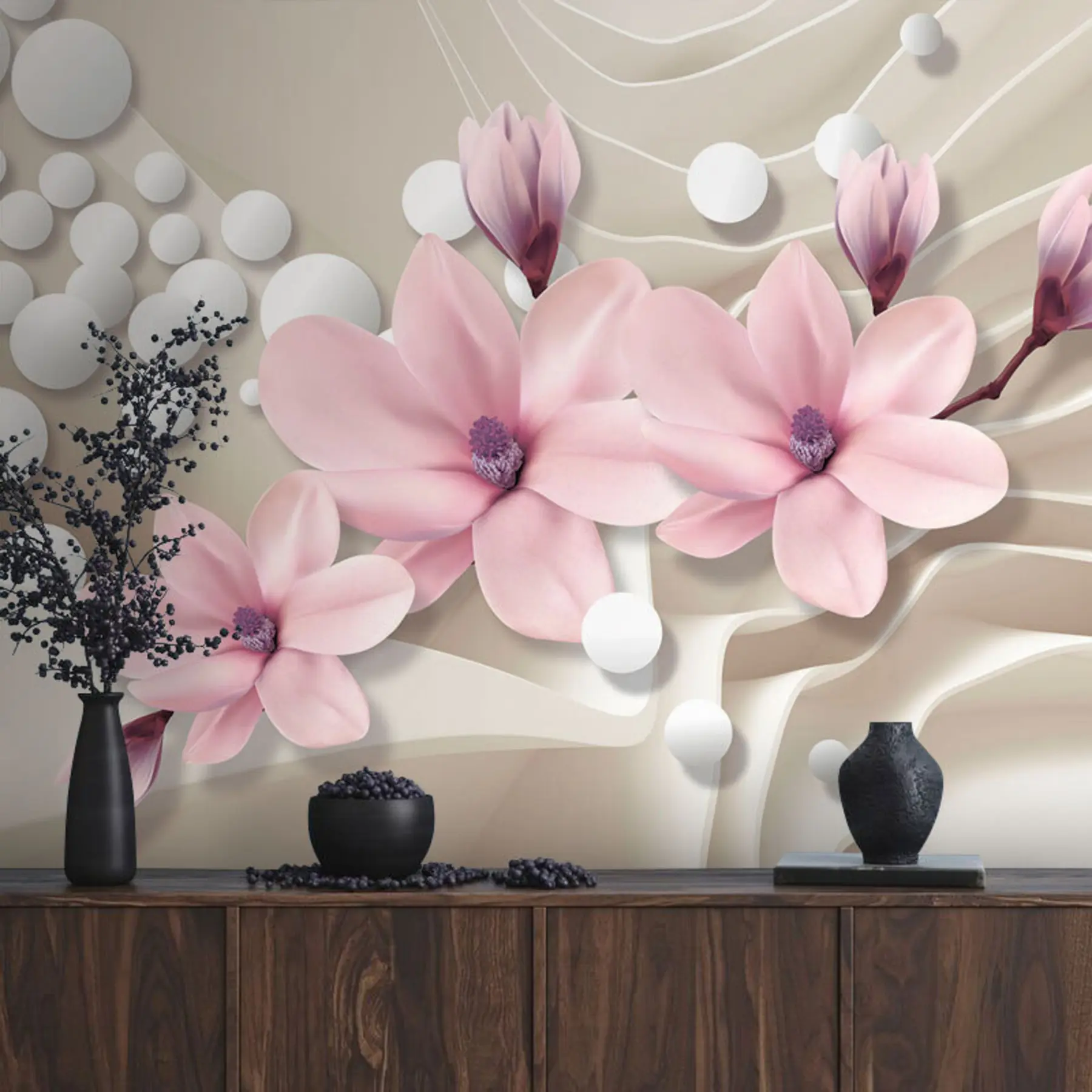 fototapet Magnolii pe un fundal abstract u93530