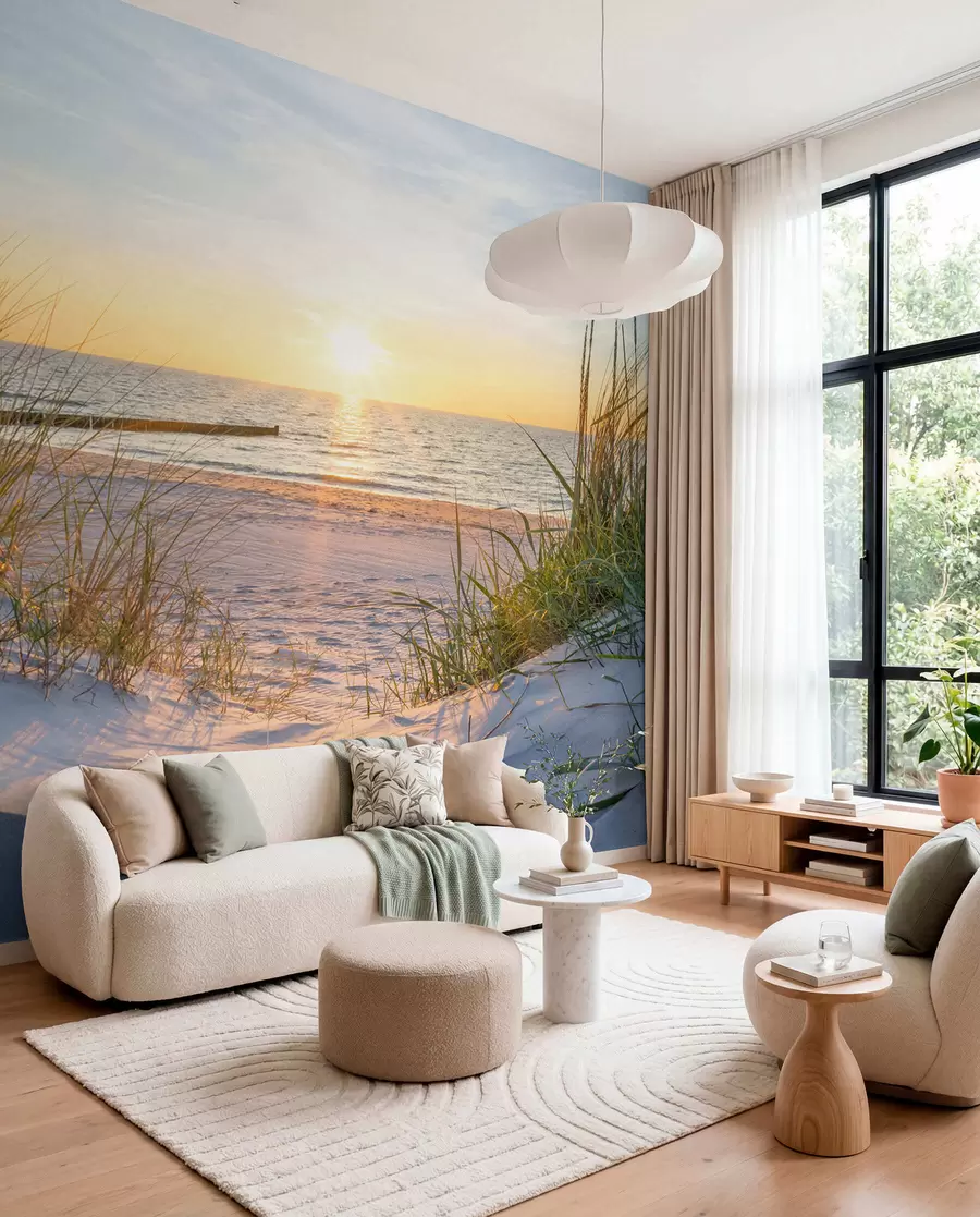 fototapet Foto/Panoramic Plaja Dunes cu apus de soare u93577