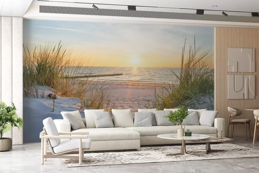 fototapet Foto/Panoramic Plaja Dunes cu apus de soare u93577