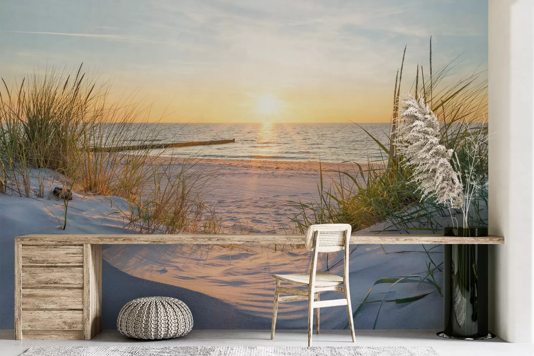 fototapet Foto/Panoramic Plaja Dunes cu apus de soare u93577