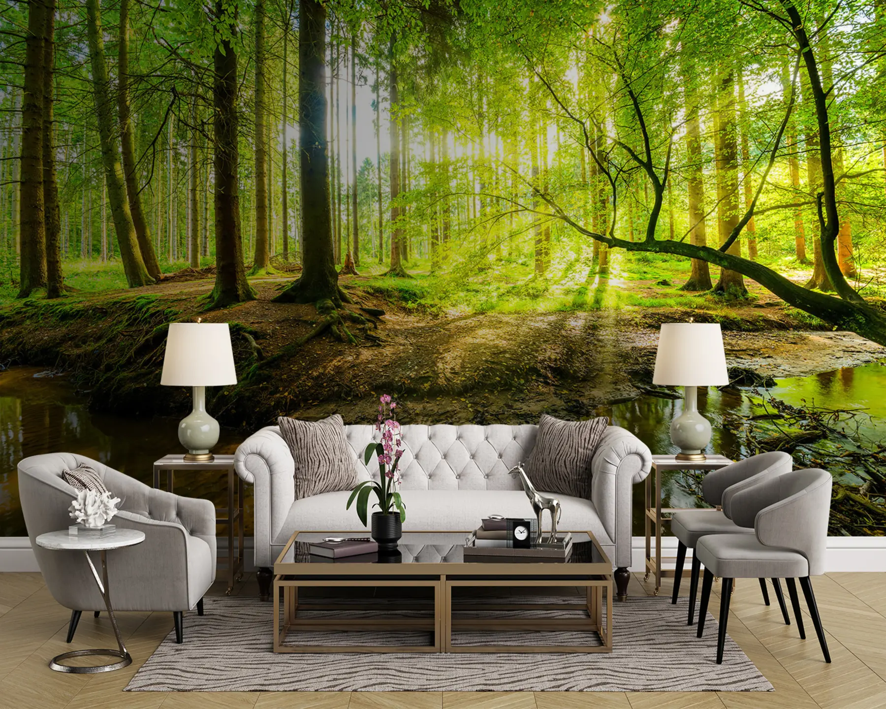 fototapet Transparența fluxului forestier u93621