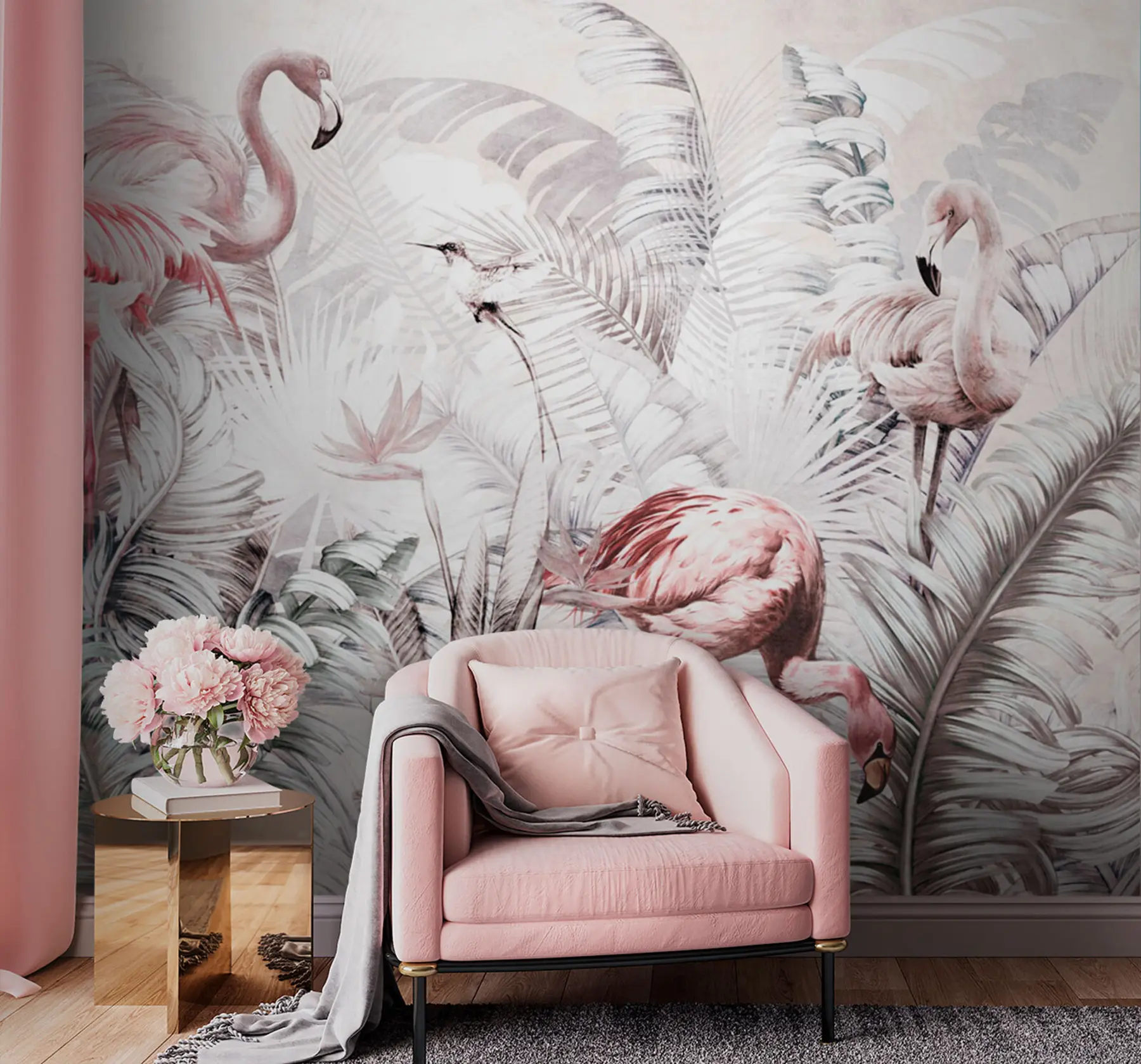 fototapet Flamingo la tropice u73919