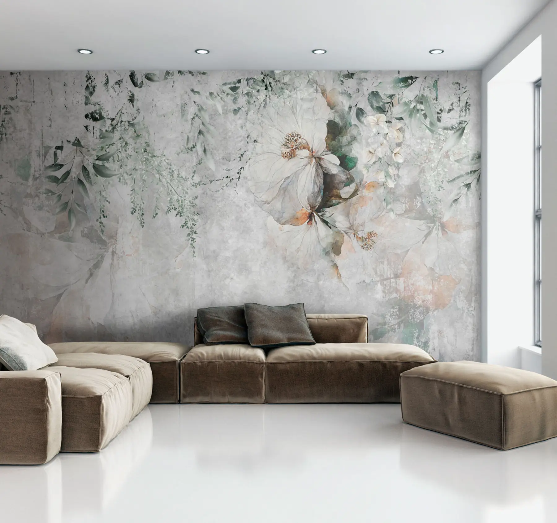 fototapet Floare pe fundal grunge beton u73969
