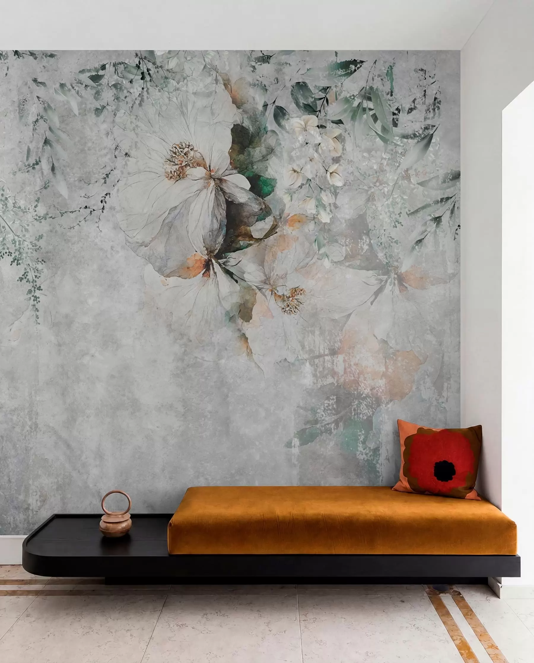 fototapet Floare pe fundal grunge beton u73969