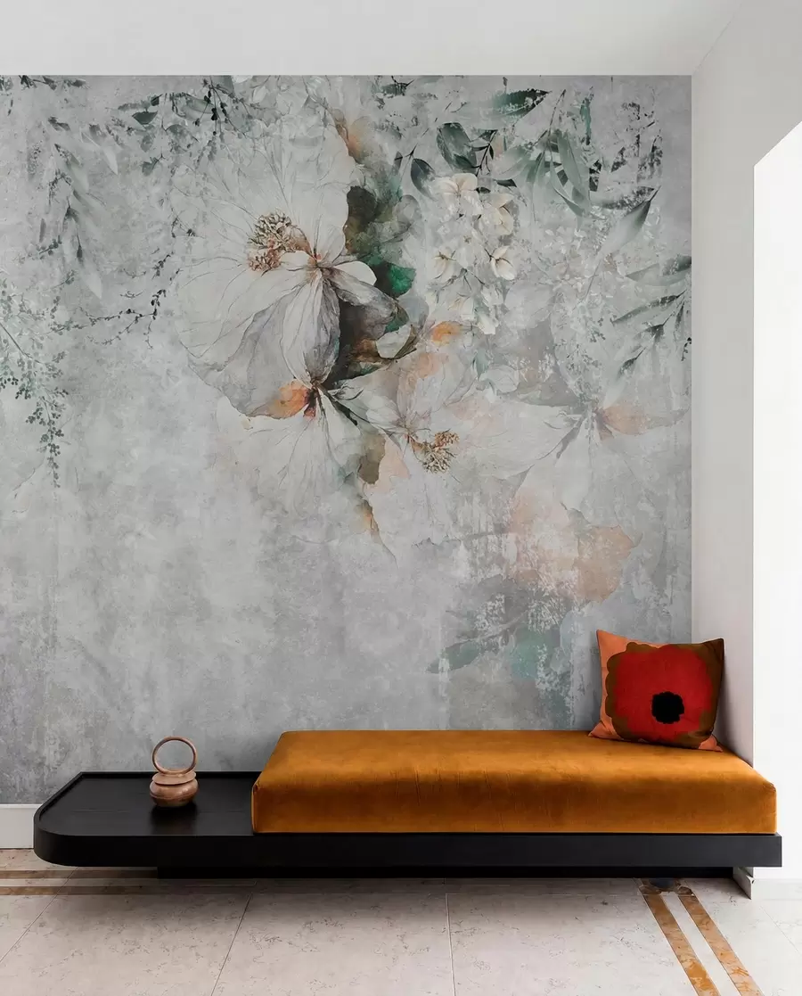 fototapet Floare pe fundal grunge beton u73969