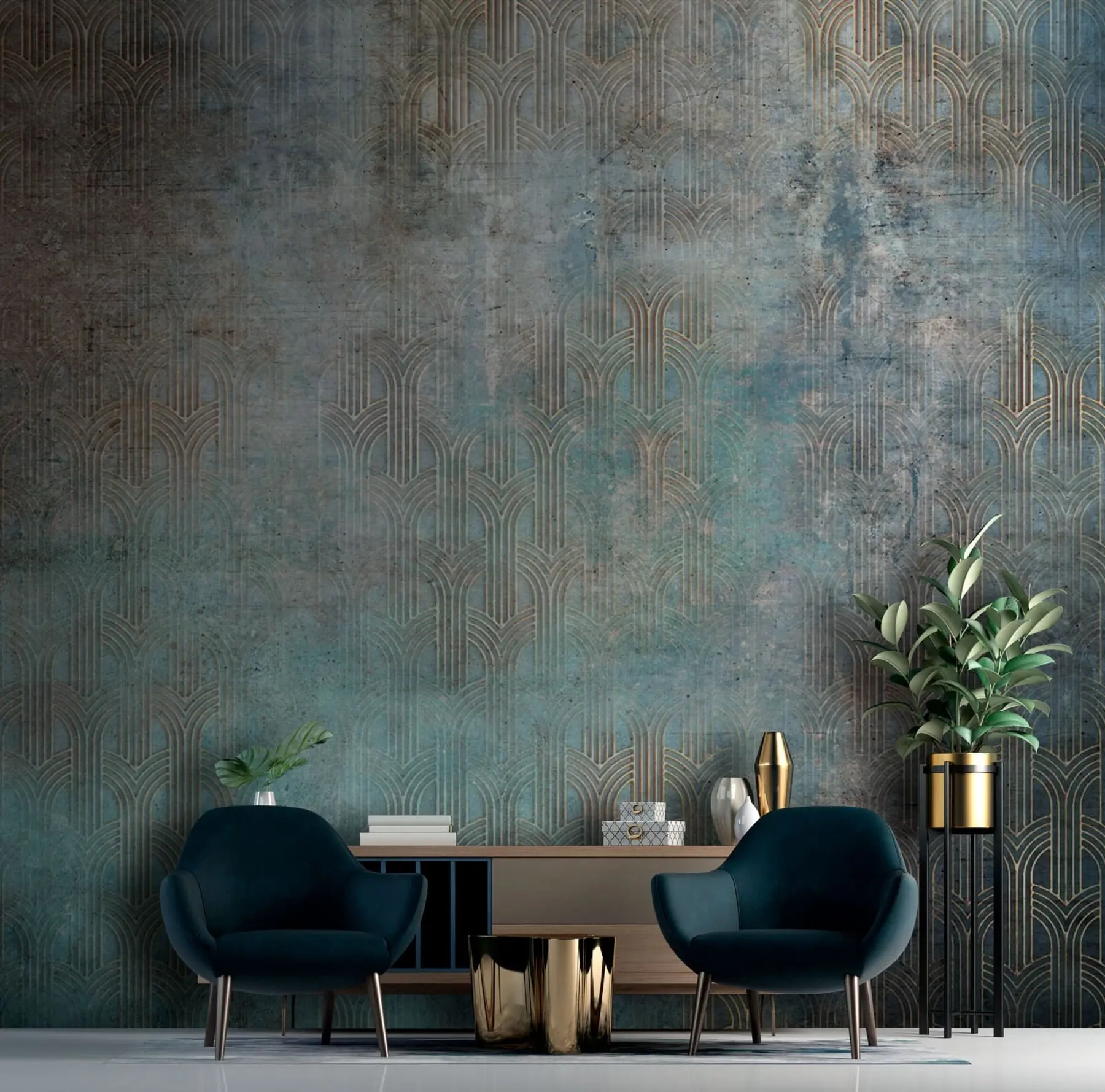 fototapet Model arcuit pe perete grunge u73973