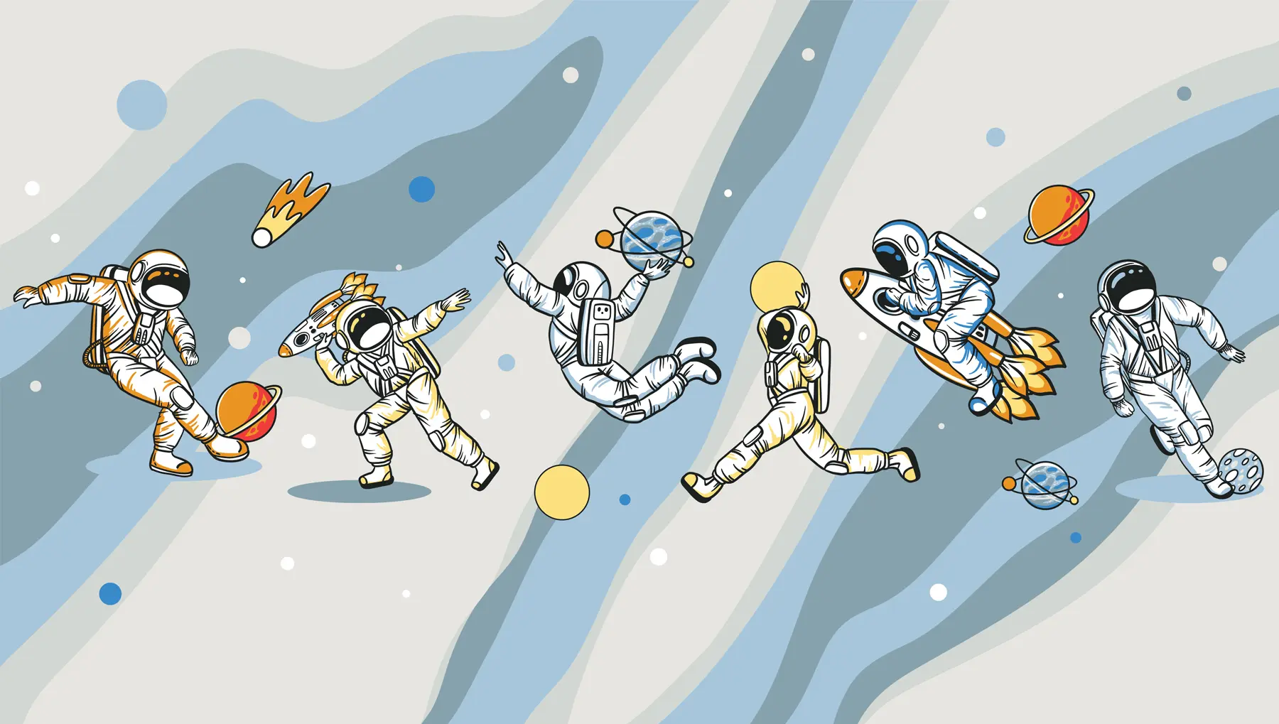 fototapet Cursuri de sport cu astronauți u93828