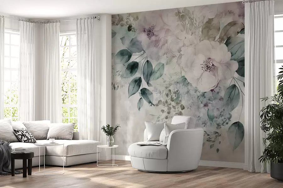 fototapet Delicate flori acuarelă u93940