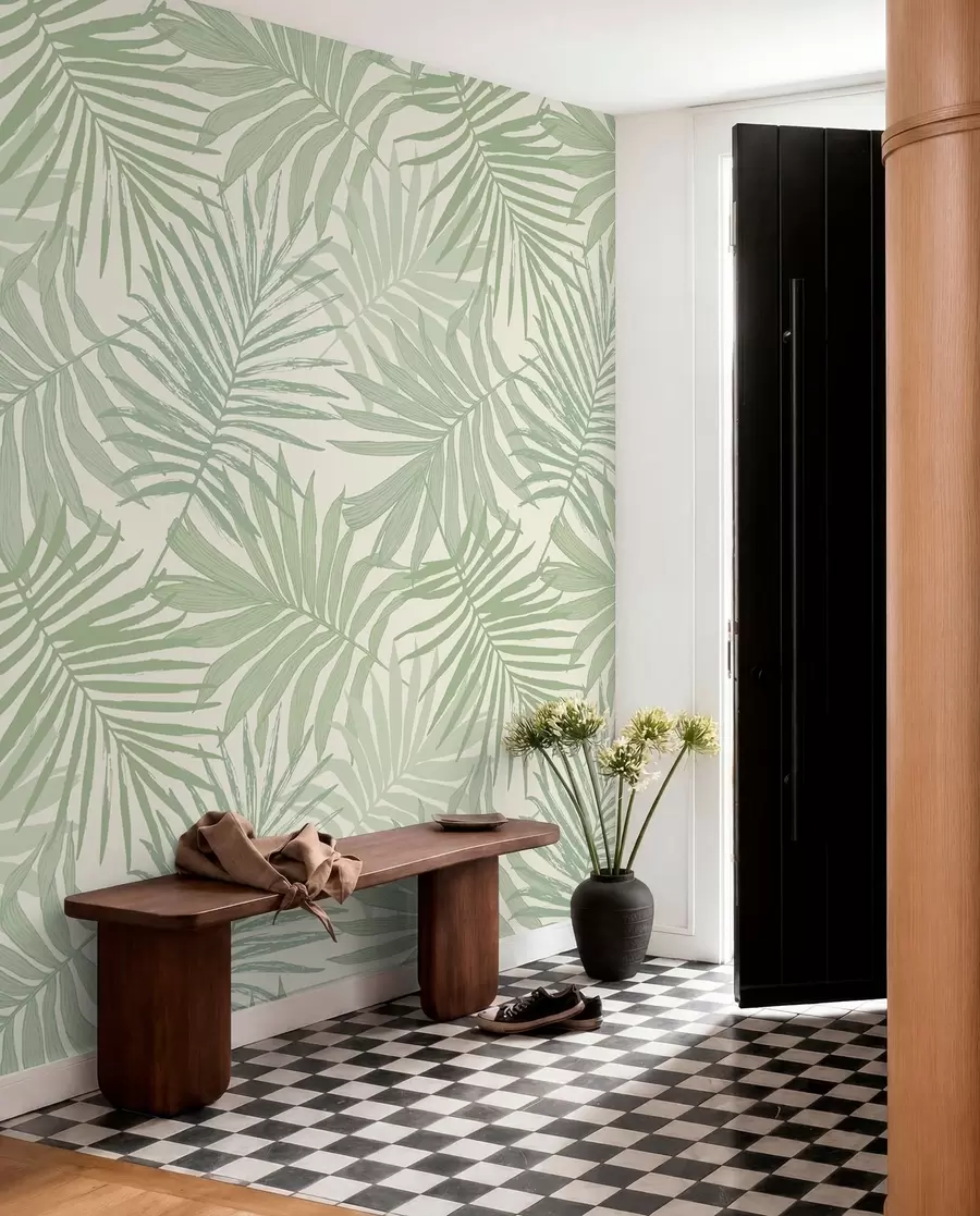 fototapet Frunziș tropical în tonuri pastelate de verde măsliniu u74826