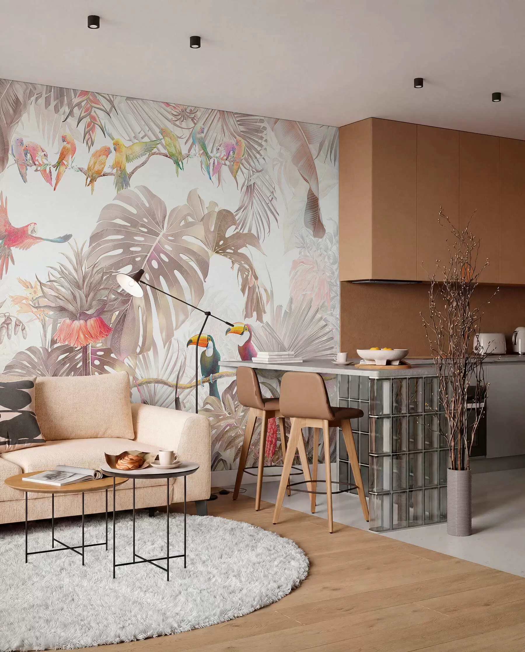fototapet Păsări strălucitoare și papagali la tropice u74490