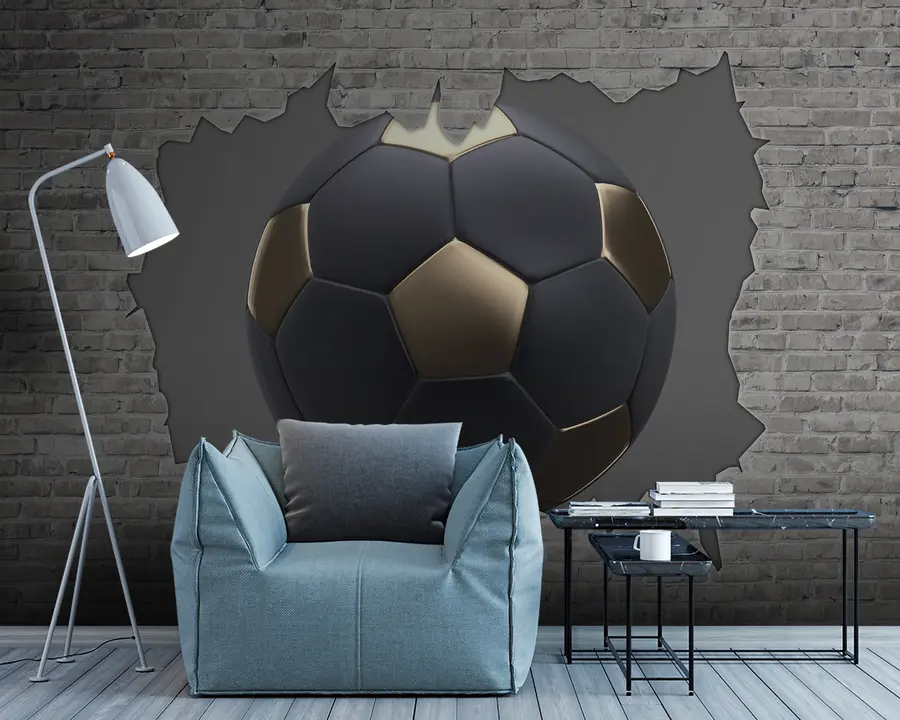fototapet Minge de fotbal pe fundalul unui perete de cărămidă u94058
