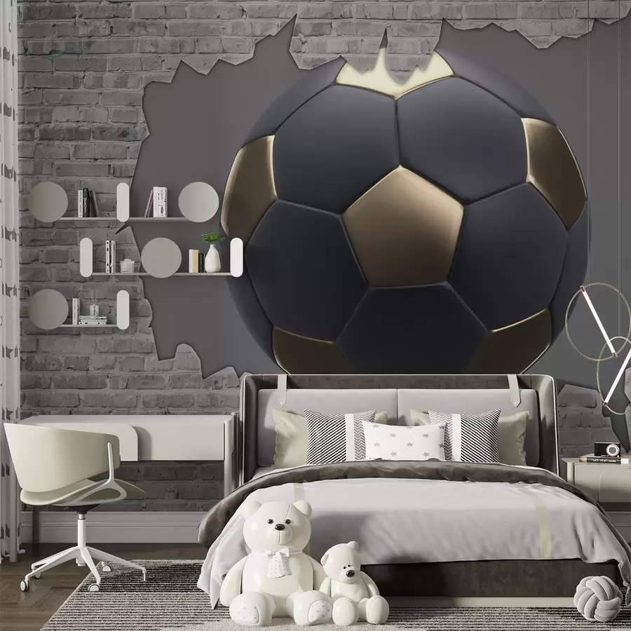 fototapet Minge de fotbal pe fundalul unui perete de cărămidă u94058