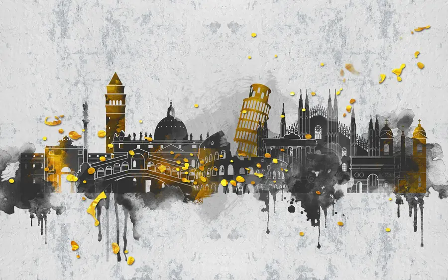 fototapet Siluete întunecate ale atracțiilor orașelor celebre u74881