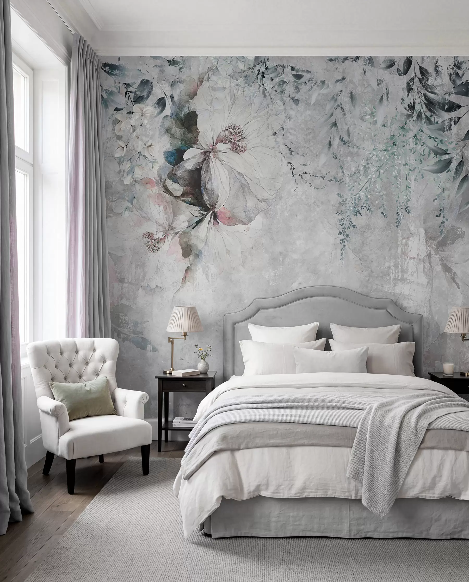 fototapet Flori pe gri patinat u74746